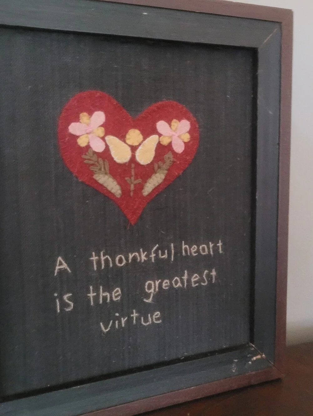 AmericanaFramed Wool Appliqué Textile Art - 